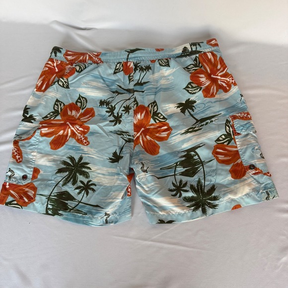 Caribbean Joe Other - Caribbean Joe Mens XXL Swim Trunks Blue Hibiscus Surfer Cargo Board Shorts